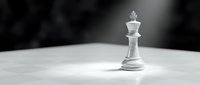 White queen chess piece standing alone on board, symbolizing strategy, leadership, and competitive gameplay for business and gaming concepts.