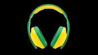 Kids headphones in bright yellow and green, isolated on transparent background. Great for clipart, stickers, t-shirt design, print on demand, and sublimation projects.