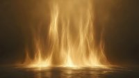 Mystical glowing energy streams rising from reflective surface create atmospheric supernatural effect with golden light rays in dark environment.