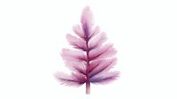 Delicate pink watercolor pine tree silhouette with feathery branches on white background, isolated botanical art element for creative design projects.
