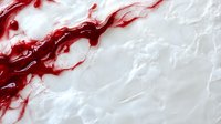 Abstract red liquid flowing over white marble surface creating organic patterns and textures for modern design projects and artistic backgrounds.