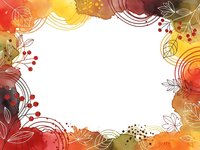 Autumn watercolor frame with fall leaves, berries and swirls on white background for seasonal greeting cards, invitations and decorative design projects.