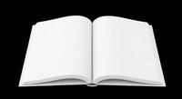 Open blank book with white pages isolated on transparent background, ready for design use on t-shirts, clipart, stickers, print-on-demand products, and sublimation projects.