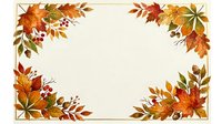 Autumn foliage frame with fall leaves, berries, and branches arranged in corners on cream background. Isolated design element suitable for invitations, cards, and seasonal projects.