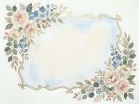 Vintage floral frame with roses, wisteria, and ornate scrollwork on cream background. Isolated design element suitable for invitations, cards, and decorative projects.
