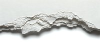 Torn white paper edge with jagged, layered texture revealing inner fibers, suitable for design overlays, backgrounds, and creative graphic projects.