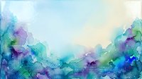 Abstract watercolor landscape with flowing turquoise, purple, and green ink washes blending into soft cream background. Suitable for web design, presentations, and creative projects.