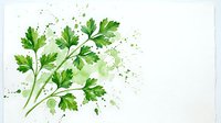 Fresh green parsley watercolor painting with splashes on white background, perfect for culinary, food, and herbal design projects.