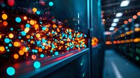 Colorful bokeh lights reflecting on wet glass surface with blurred urban night background creating magical atmosphere and light trails. Suitable for modern design projects.