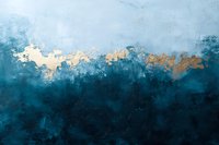 Abstract navy blue and gold textured painting with gradient effect from dark to light, featuring metallic accents on textured canvas.