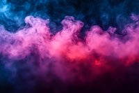 Vibrant pink and blue smoke clouds creating dramatic abstract background with dynamic swirling motion effect against dark backdrop, suitable for creative designs.