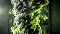 Dramatic green and white smoke swirls creating abstract flowing patterns against dark background for creative design projects.