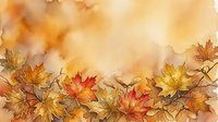 Watercolor autumn leaves in warm golden and red tones arranged along bottom border on cream background, ideal for fall seasonal designs and decorative layouts.