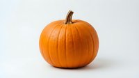 Fresh orange pumpkin isolated on white background for autumn harvest decorations, Halloween crafts, and seasonal design projects.