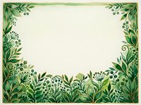 Botanical frame with green leaves and foliage border on cream background, isolated design element suitable for invitations, cards, posters, and digital projects.