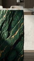 Luxurious green marble kitchen island with gold veining in modern interior design showcasing premium natural stone countertop for upscale home renovation.