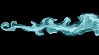 Ethereal turquoise smoke swirls against black background, creating elegant flowing curves and abstract shapes in luminous cyan tones. Suitable for creative design projects.