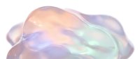 Iridescent holographic soap bubble with rainbow reflections and translucent surface showing purple pink green hues for cosmetic packaging design.