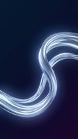 Glowing neon light tube forming abstract curved shapes against dark navy background. Modern design element for tech, digital marketing, and contemporary creative projects.