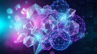Abstract digital brain with geometric polygonal shapes and glowing neural network connections on dark background for technology and AI concepts.