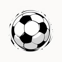 Classic soccer ball in black and white sketch style with dynamic motion lines and ink splatter effect, isolated on white background for sports design projects.