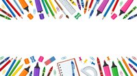 Colorful markers, pens, and art supplies arranged on white background. Overhead flat lay composition with highlighters and writing tools for creative projects and design work.