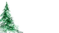 Abstract green pine tree silhouette created with dynamic brush strokes on white background, suitable for holiday greeting cards and winter designs.