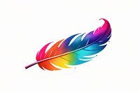 Vibrant rainbow colored feather illustration isolated on white background, perfect for logo design, stationery, and creative projects. Modern gradient style with smooth color transitions.