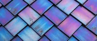 Iridescent tiles with holographic gradient effect in blue, pink, and purple tones creating a modern, shimmering surface suitable for backgrounds and design projects.