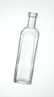 Empty clear glass bottle isolated on white background for product design and packaging mockup applications.