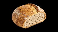 Artisan sourdough bread loaf with crusty golden exterior and airy crumb structure, isolated on transparent background. Ready for bakery designs, food packaging, menus, print-on-demand products, and culinary graphics.