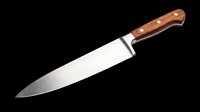 Sharp chef knife with wooden handle isolated on transparent background, ready for culinary design, t-shirt graphics, clipart, print-on-demand products and sublimation projects.