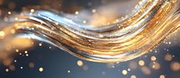 Luxurious golden and silver wave with sparkling particles flowing on dark background creates elegant abstract design for luxury branding and festive backgrounds.