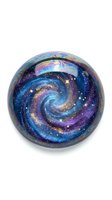 Cosmic galaxy sphere with swirling nebula colors in glass orb isolated on white background for mystical and space-themed designs.