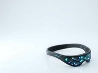 Isolated eye mask with LED lights and adjustable black strap on white background, suitable for sleep, relaxation, wellness product design, and technology applications.