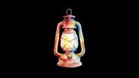 Watercolor oil lantern with warm gradient colors, isolated on transparent background. Ready for clipart, t-shirt design, stickers, print-on-demand products, and sublimation projects.