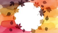 Autumn leaves frame with watercolor background in warm fall colors creating seasonal border for text space and decorative design projects.