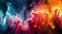 Abstract fluid art with vibrant swirls of blue, pink, purple, and orange creating a cosmic nebula effect, suitable for modern interior design.
