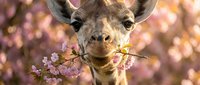 Young deer eating flowering plants with soft purple blooms in natural setting, wildlife grazing on wildflowers outdoors.