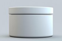White cosmetic jar with lid on neutral background, minimalist packaging mockup for skincare products and beauty creams. Clean isolated design ready for branding.