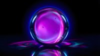 Glowing neon sphere with vibrant magenta and blue energy, isolated on dark background for digital design, gaming, and tech projects.