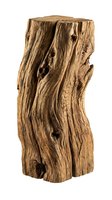 Weathered driftwood log with natural grain patterns and holes isolated on white background for rustic home decor and craft projects.