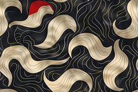 Elegant abstract seamless pattern featuring flowing beige and red curved shapes on dark background, perfect for luxury textile design and high-end packaging projects.