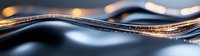 Elegant flowing copper and black waves create dynamic abstract background with metallic shine and smooth curves, modern minimalist design for luxury branding.