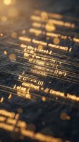 Golden programming code on dark surface with warm bokeh lights creating atmospheric tech background for software development projects.