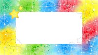 Colorful watercolor frame with white space for text, featuring vibrant rainbow hues and decorative elements for creative design projects.