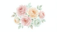 Watercolor floral bouquet with soft pink and cream roses, eucalyptus leaves on transparent background. Wedding invitation, greeting card design element.