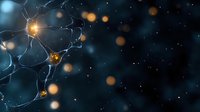 Glowing neural network with interconnected neurons and synapses on dark background showing electrical impulses and brain activity in medical science.