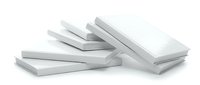 Stack of blank white boxes arranged in casual piles on isolated background, ready for packaging design, branding mockups, product presentation, and retail display purposes.
