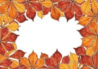 Autumn leaves frame isolated on white background, hand-drawn fall foliage border in red, orange and yellow tones, ready for seasonal design projects.